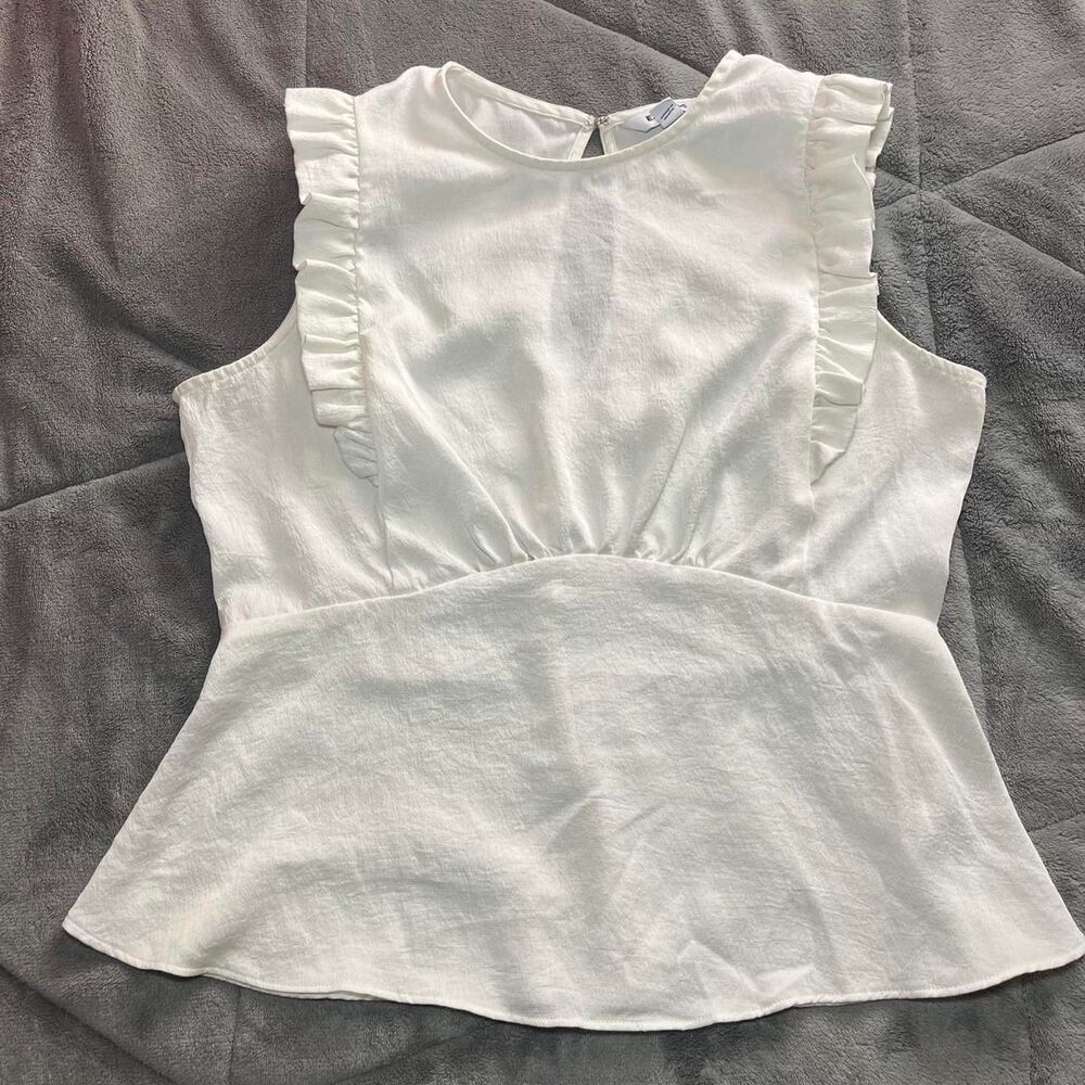 Express Flutter/Ruffle Sleeve Keyhole Back Busine… - image 1